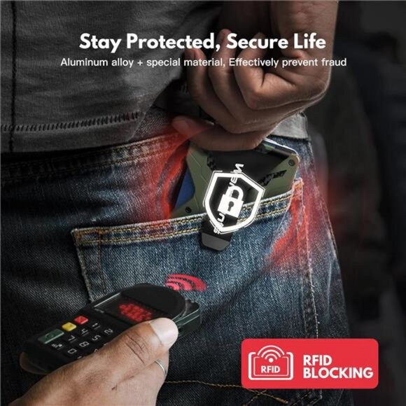 Money Clip Tactical Wallet, Carbon Fiber Wallet, RFID Blocking Minimalist Wallet - Picture 5 of 7